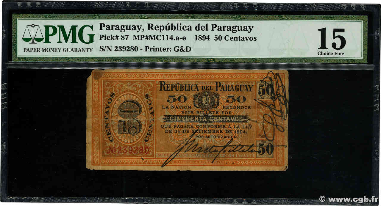 50 Centavos PARAGUAY  1894 P.087 F