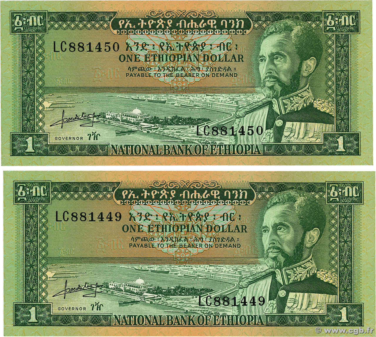 1 Dollar Consécutifs ETIOPIA  1966 P.25a EBC