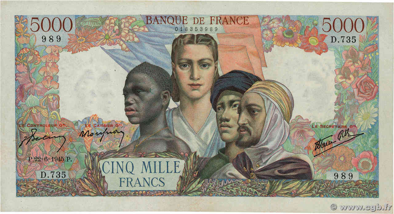 5000 Francs EMPIRE FRANÇAIS FRANCIA  1945 F.47.31 SPL