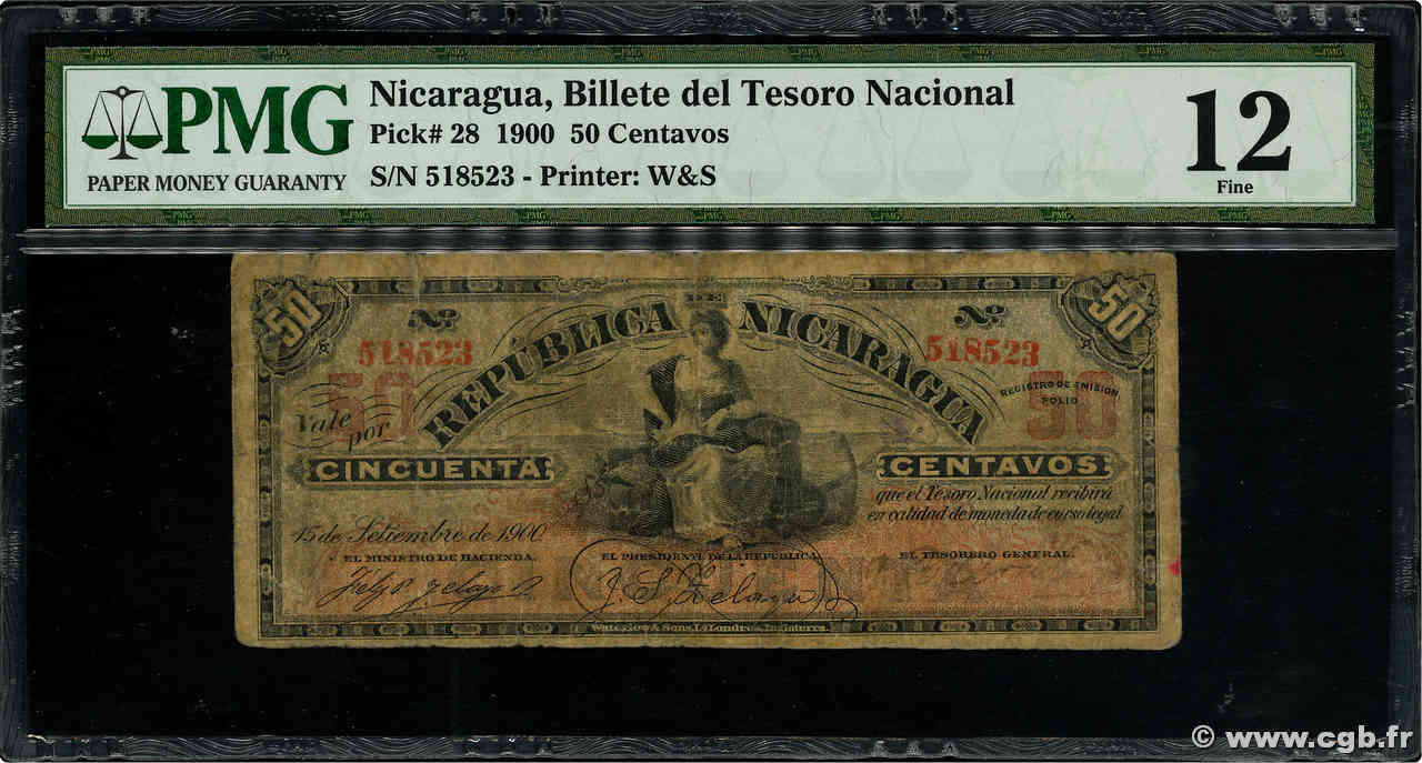 50 Centavos NICARAGUA  1900 P.028 RC+