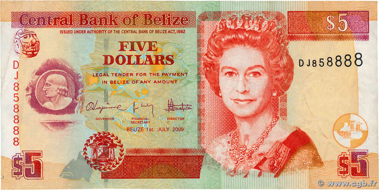 5 Dollars BELIZE  2009 P.67d TTB