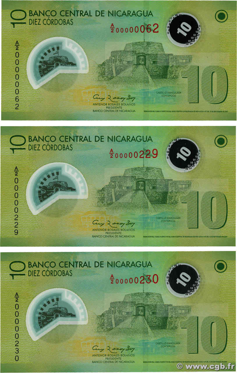 10 Cordobas Petit numéro NICARAGUA  2007 P.201b UNC