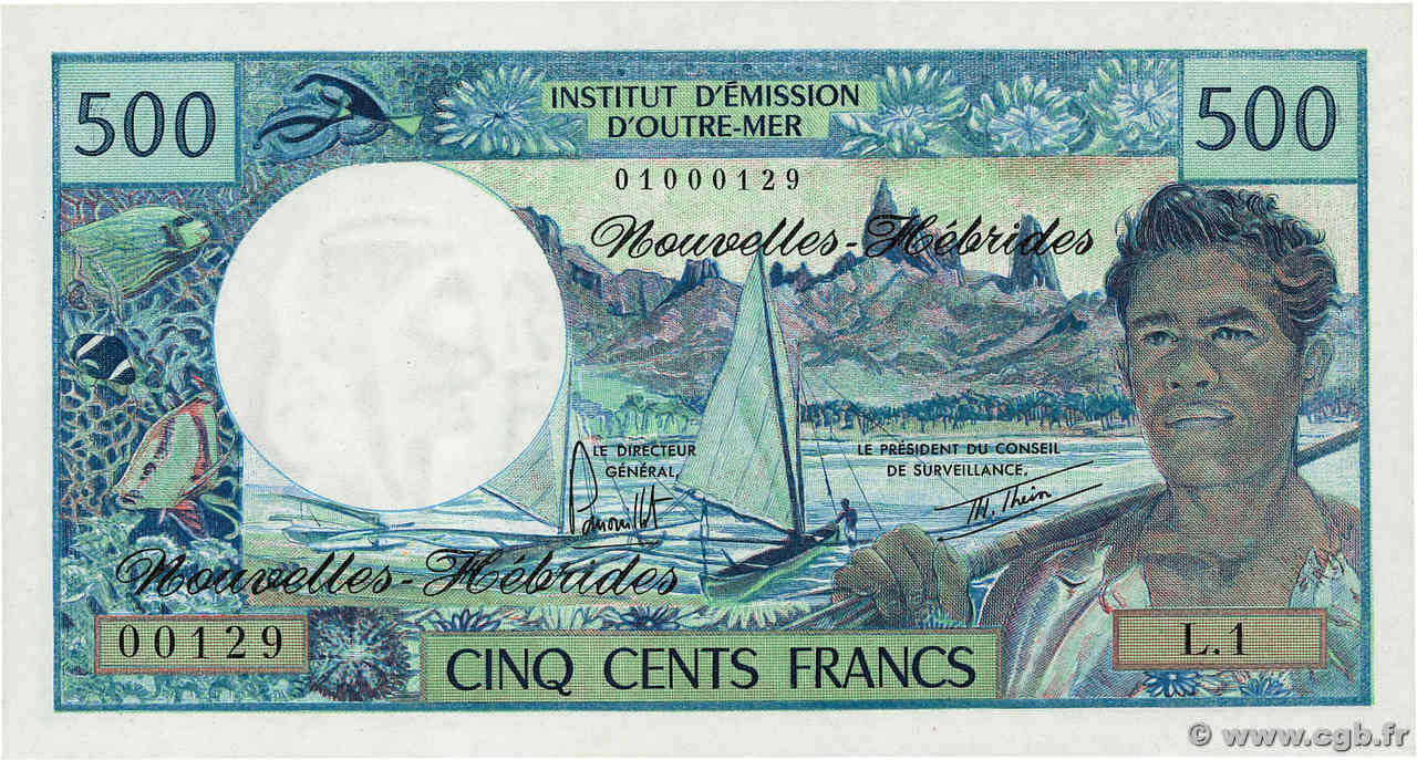 500 Francs NUOVE EBRIDI  1979 P.19b q.FDC