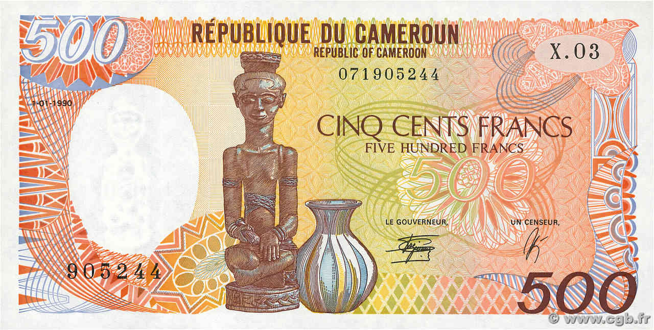 500 Francs type 1985 KAMERUN  1990 A.162e ST