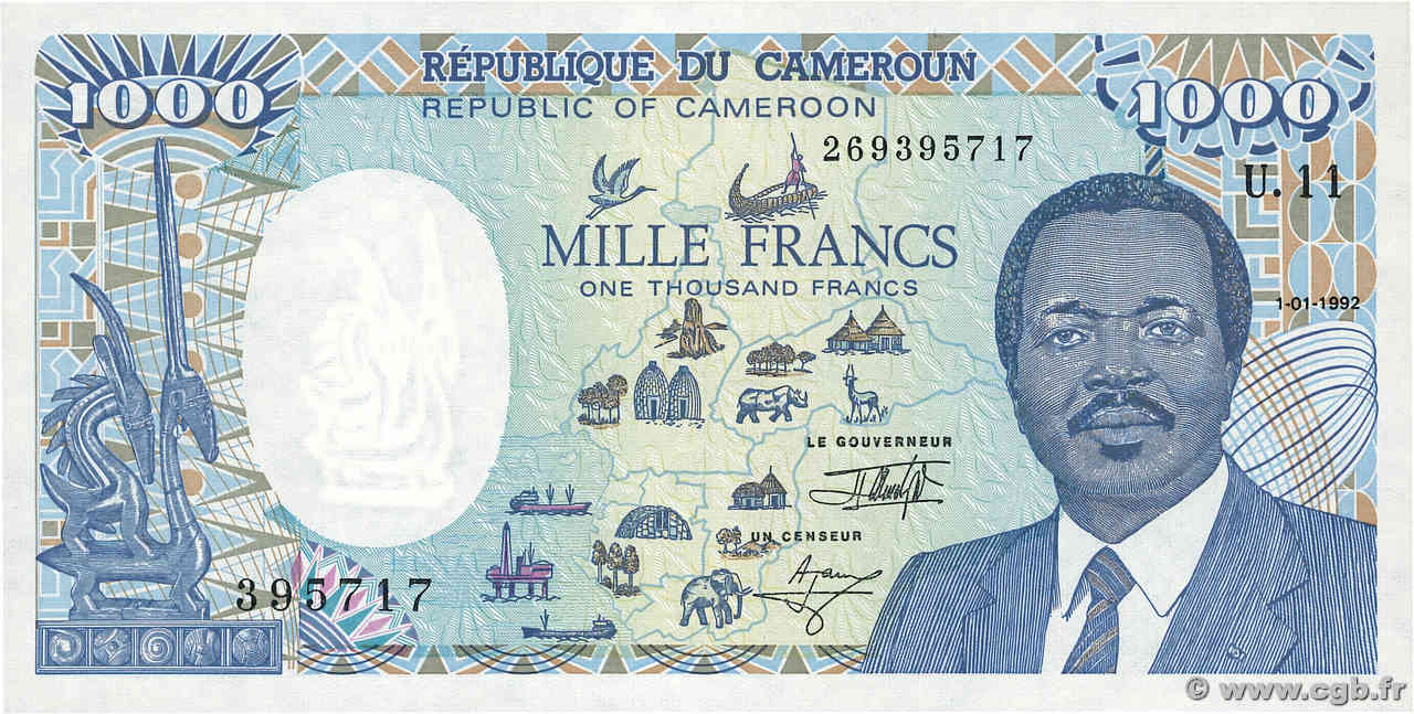 1000 Francs CAMEROUN  1992 P.26c pr.NEUF