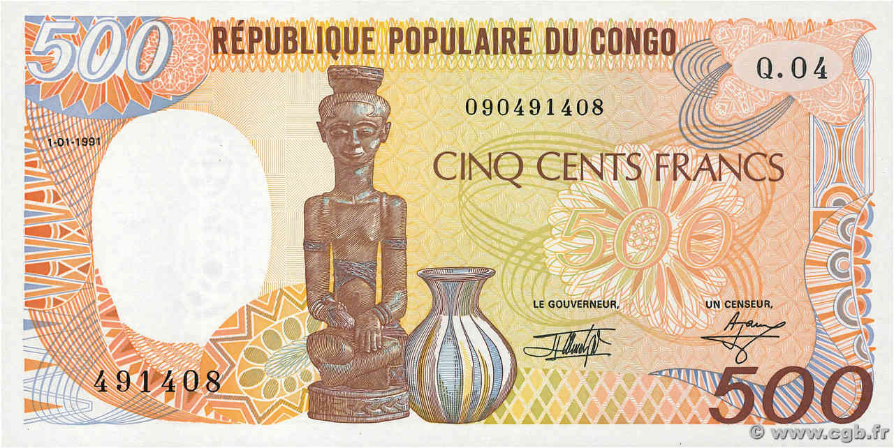 500 Francs CONGO  1991 A.216f NEUF