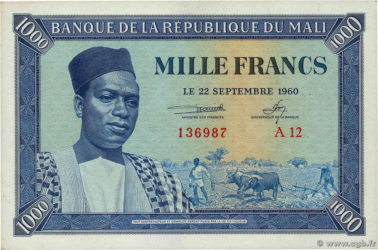 1000 Francs MALI  1960 P.04 AU