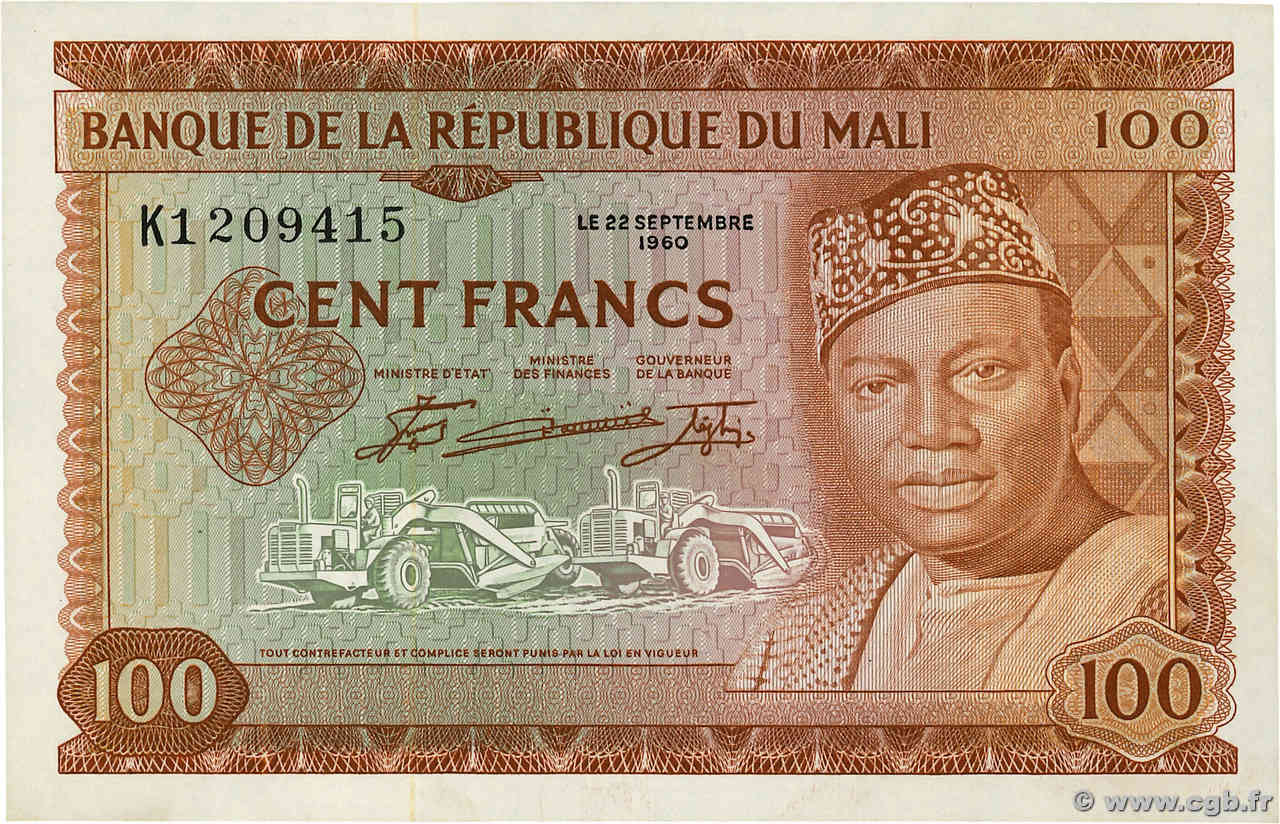 100 Francs MALI  1960 P.07a pr.NEUF