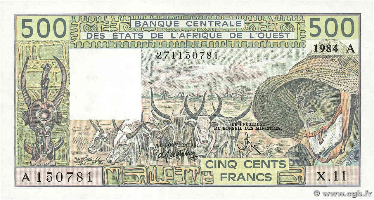 500 Francs ÉTATS DE L AFRIQUE DE L OUEST  1984 P.106Ag NEUF