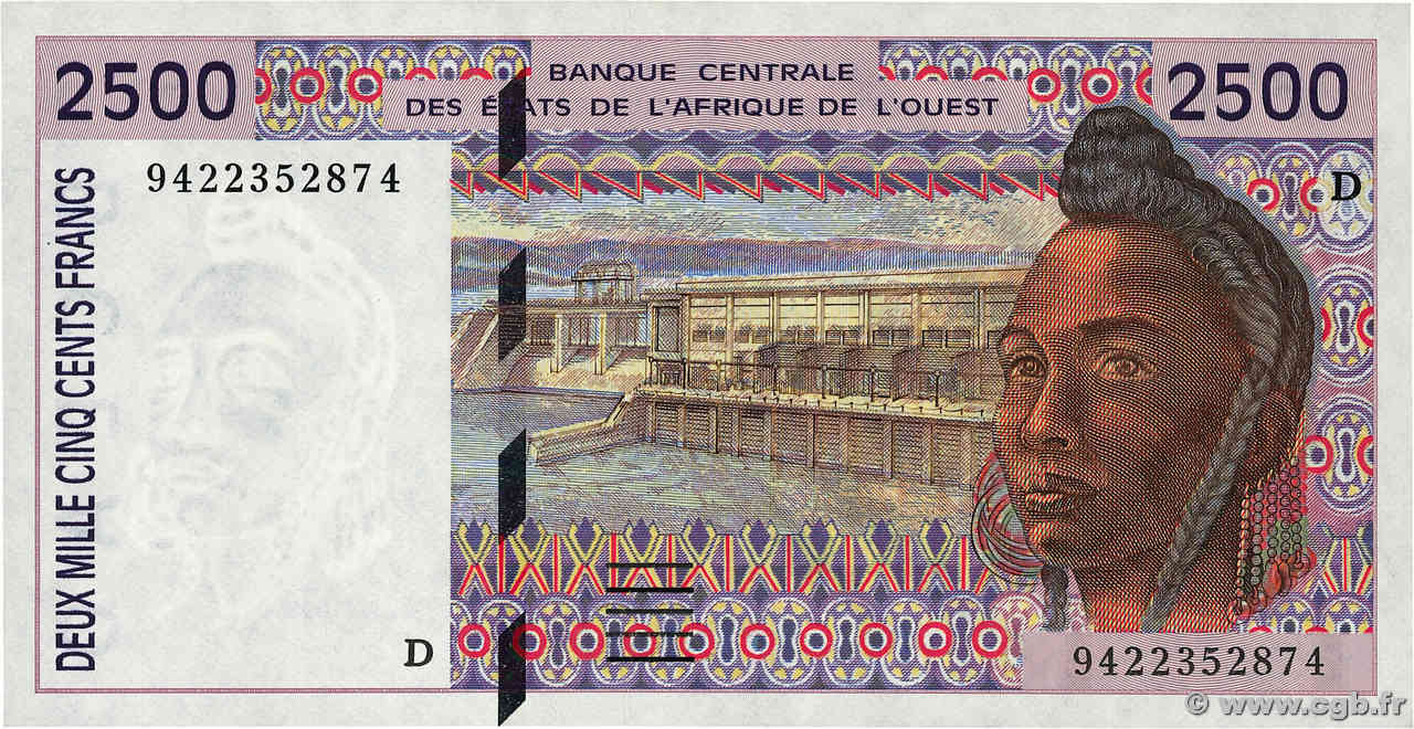 2500 Francs WEST AFRIKANISCHE STAATEN  1994 P.412Dc ST