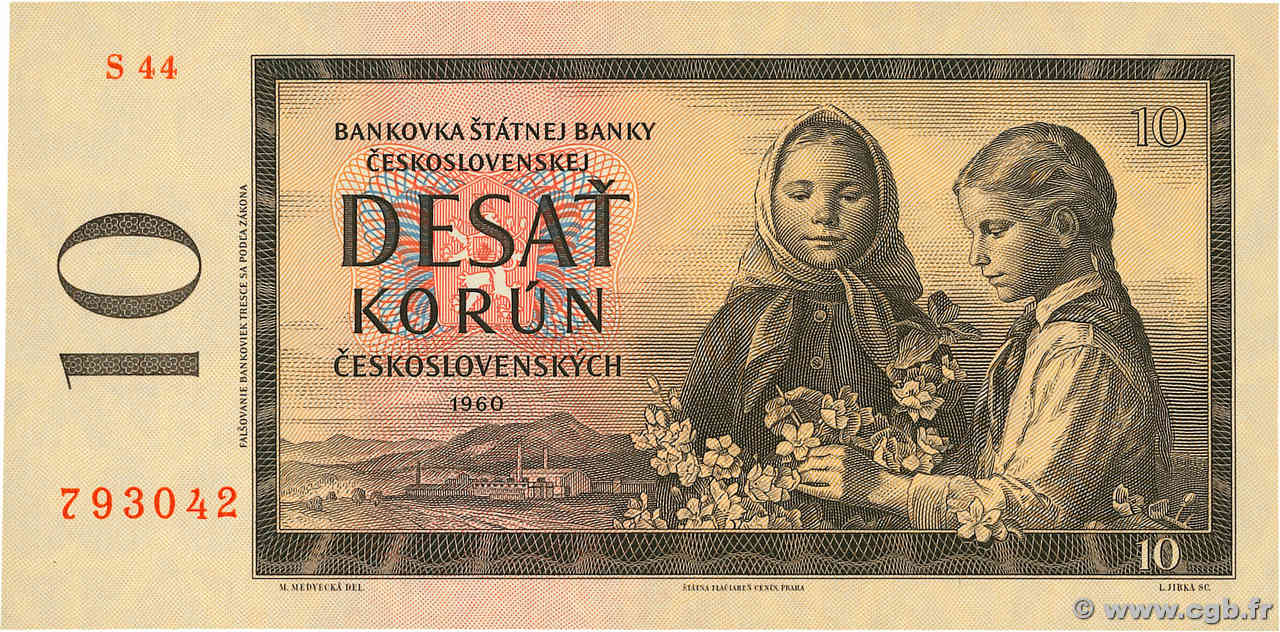 10 Korun TSCHECHOSLOWAKEI  1960 P.088d ST