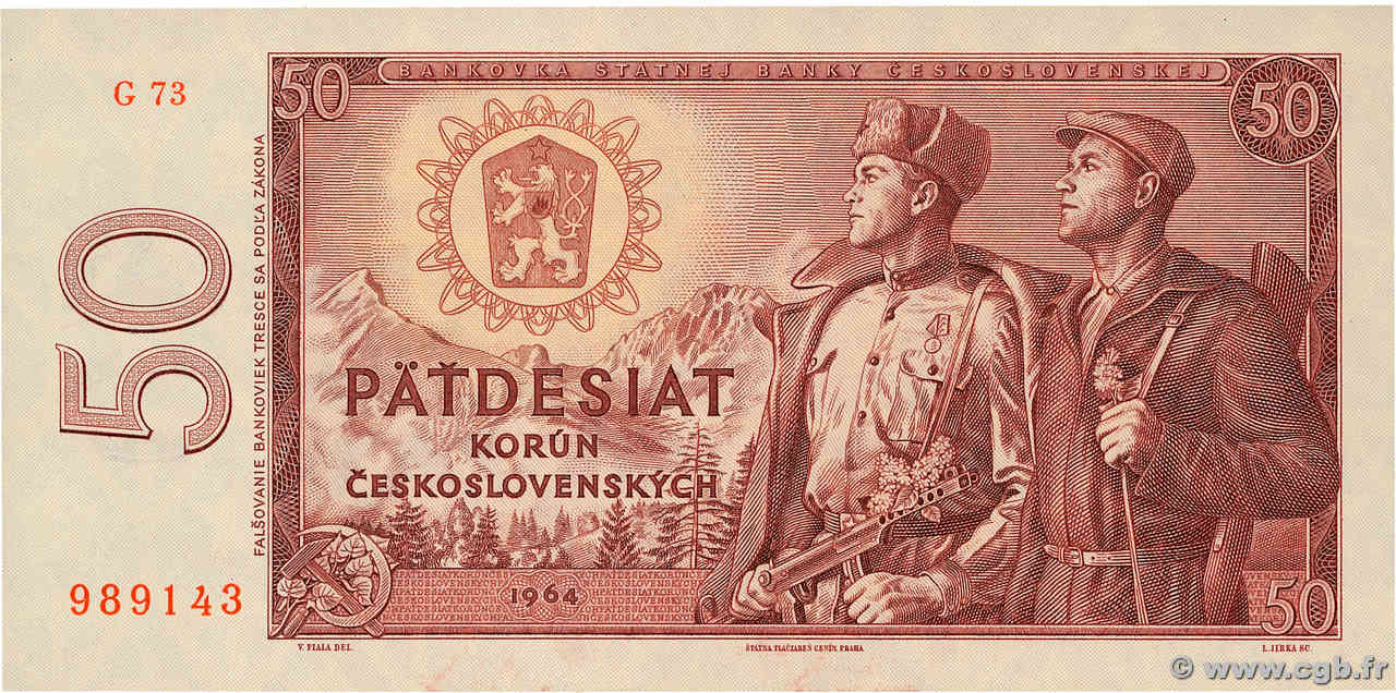50 Korun TSCHECHOSLOWAKEI  1964 P.090b ST
