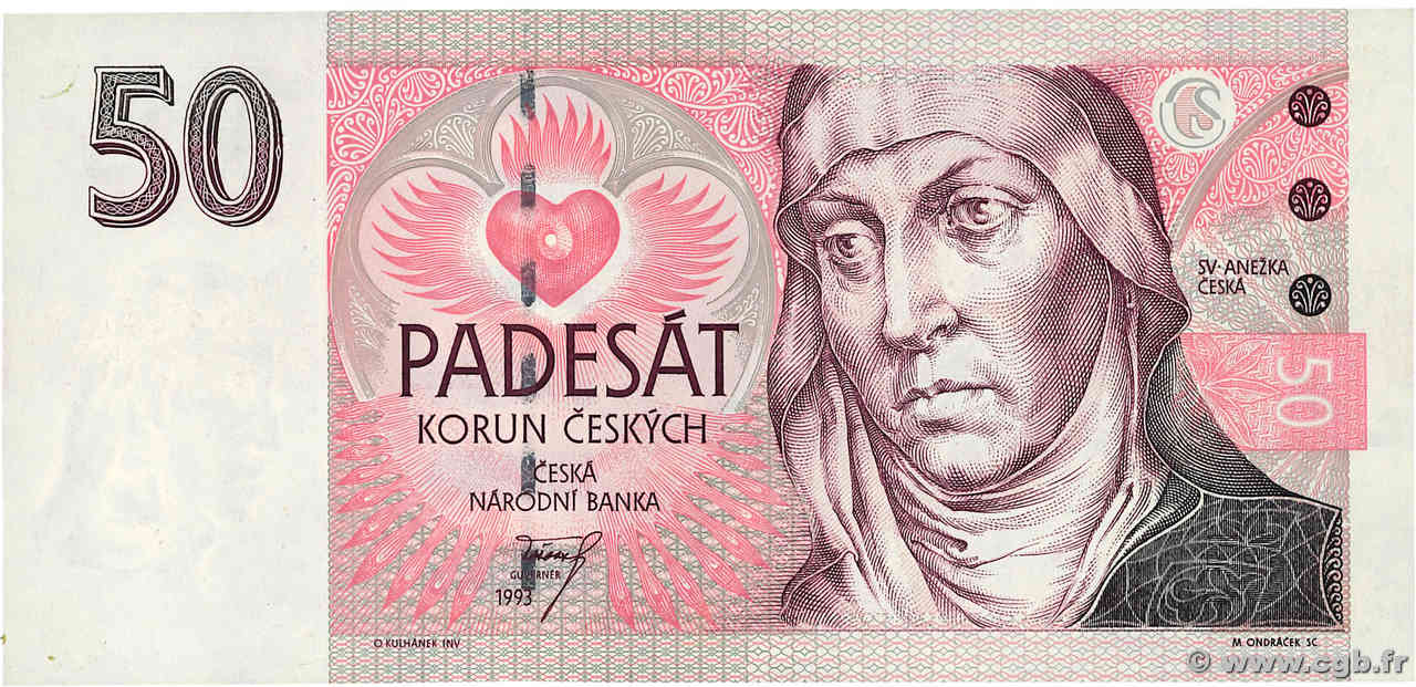 50 Korun CZECH REPUBLIC  1993 P.04 UNC