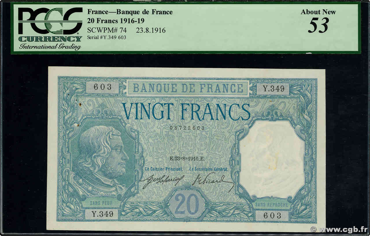 20 Francs BAYARD FRANCIA  1916 F.11.01 SPL+