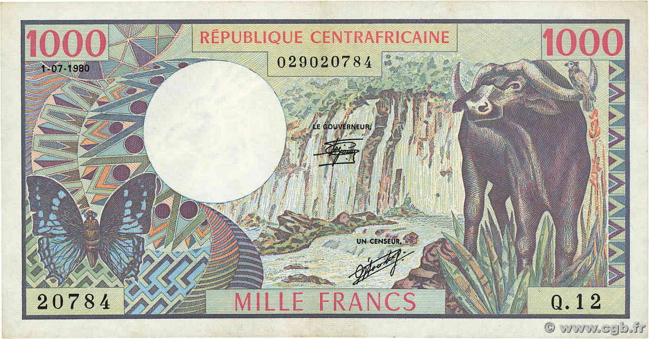 1000 Francs ZENTRALAFRIKANISCHE REPUBLIK  1980 P.10 VZ+