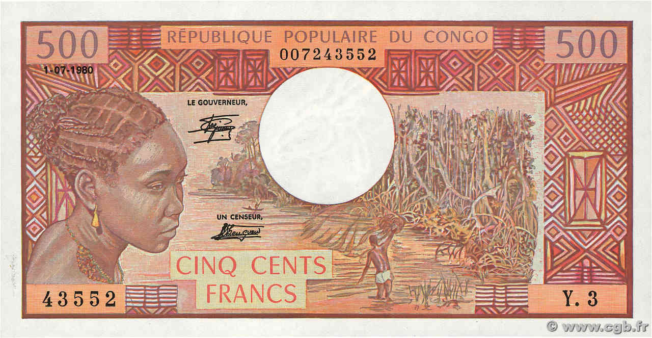 500 Francs CONGO  1980 P.02c SC+