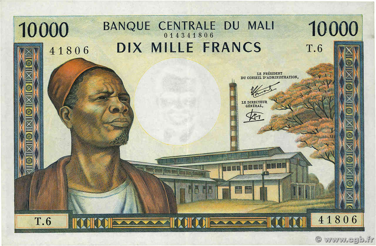 10000 Francs MALI  1973 P.15f SUP