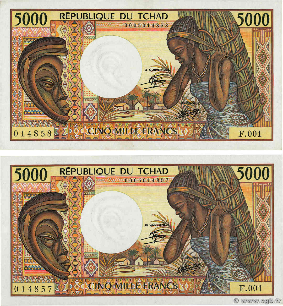 5000 Francs Consécutifs CIAD  1984 P.11 q.FDC