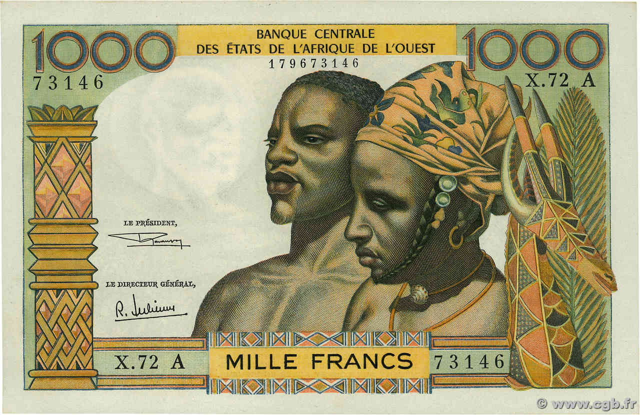 1000 Francs ÉTATS DE L AFRIQUE DE L OUEST  1969 P.103Af pr.SPL