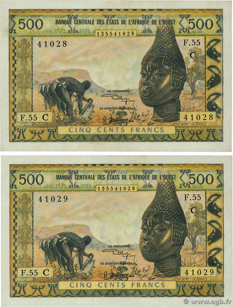 500 Francs Consécutifs STATI AMERICANI AFRICANI  1973 P.302Cl AU+