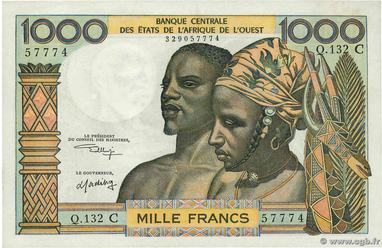 1000 Francs ÉTATS DE L AFRIQUE DE L OUEST  1974 P.303Cl SUP