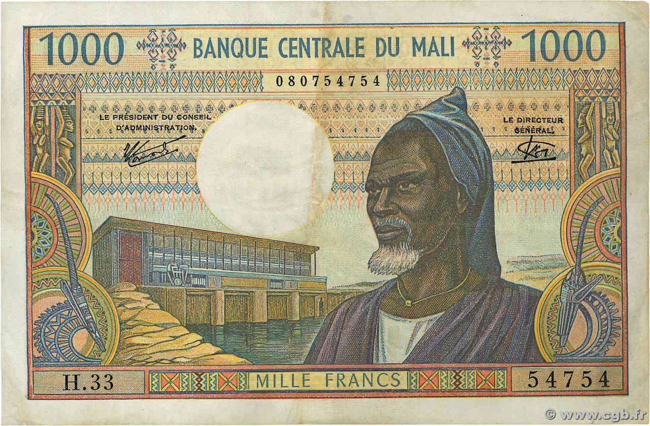 1000 Francs MALI  1970 P.13e VF