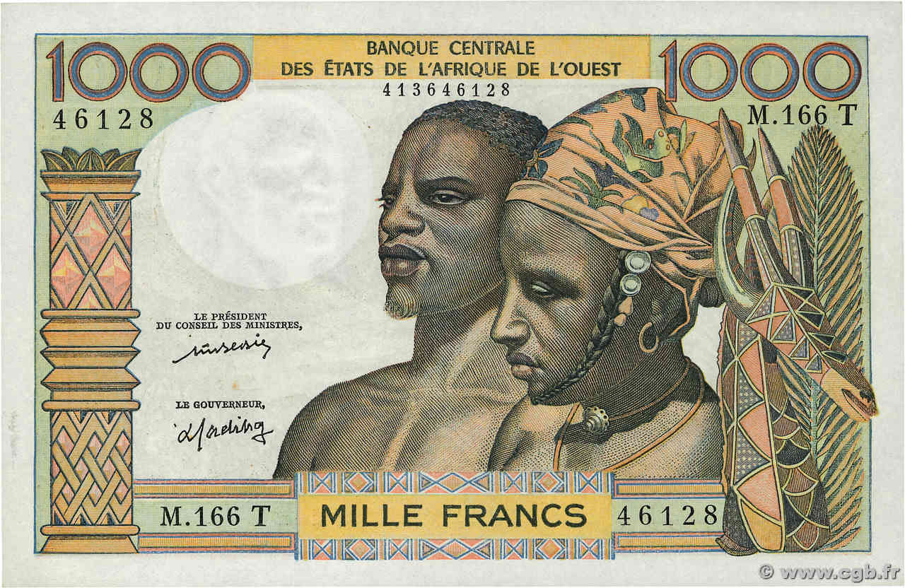 1000 Francs WEST AFRIKANISCHE STAATEN  1977 P.803Tm fST