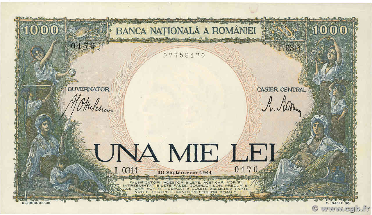 1000 Lei ROUMANIE  1941 P.052a SUP