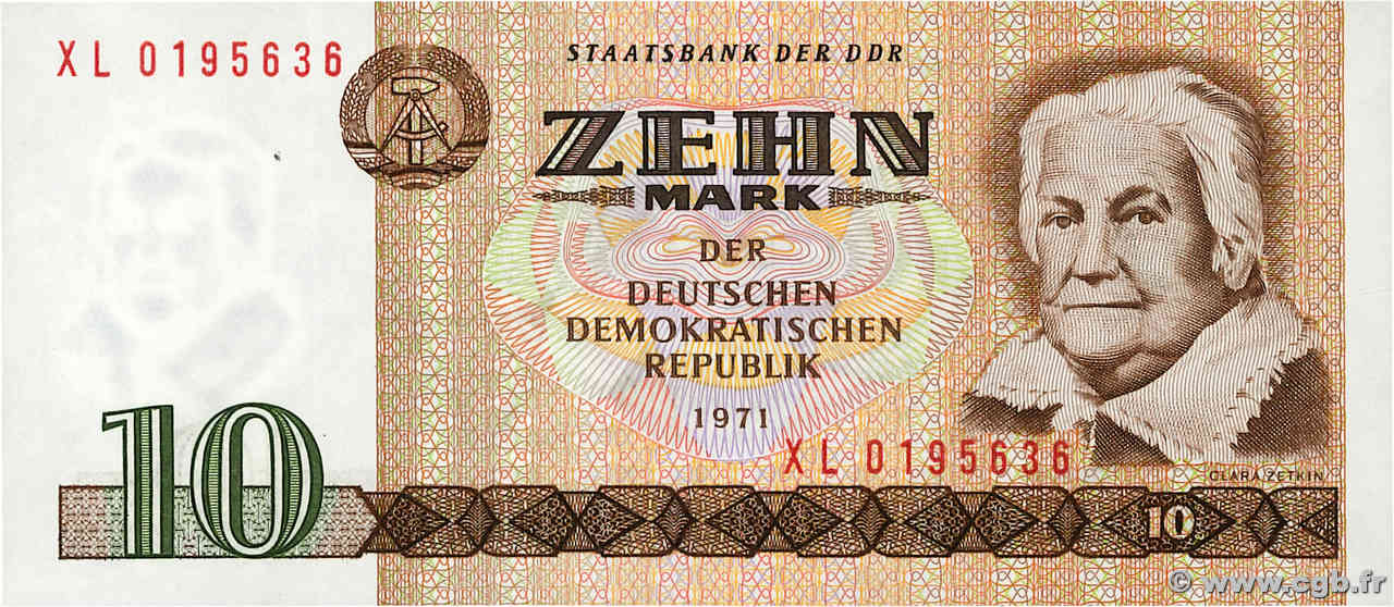 10 Mark ALLEMAGNE RÉPUBLIQUE DÉMOCRATIQUE  1971 P.28b NEUF