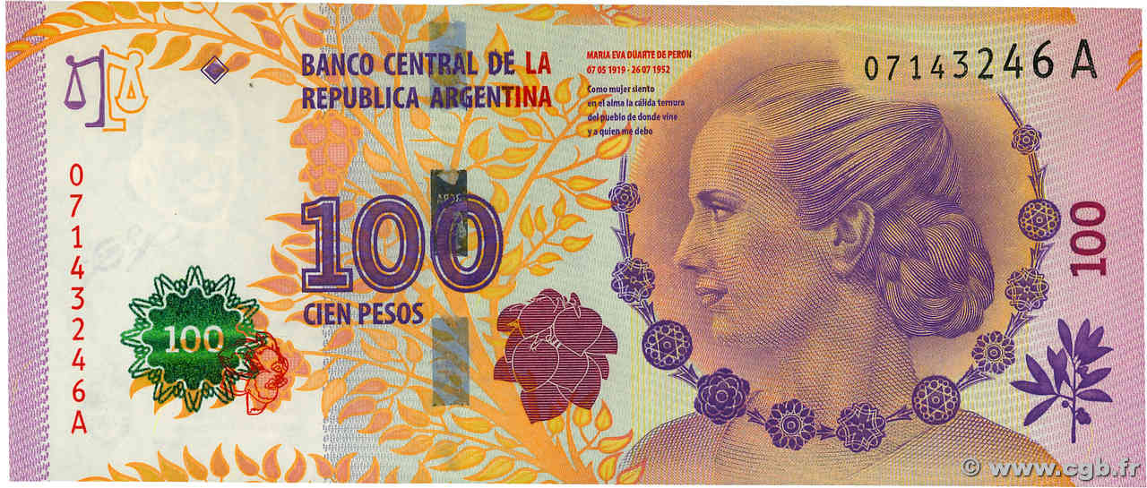 100 Pesos ARGENTINE  2012 P.358a SPL