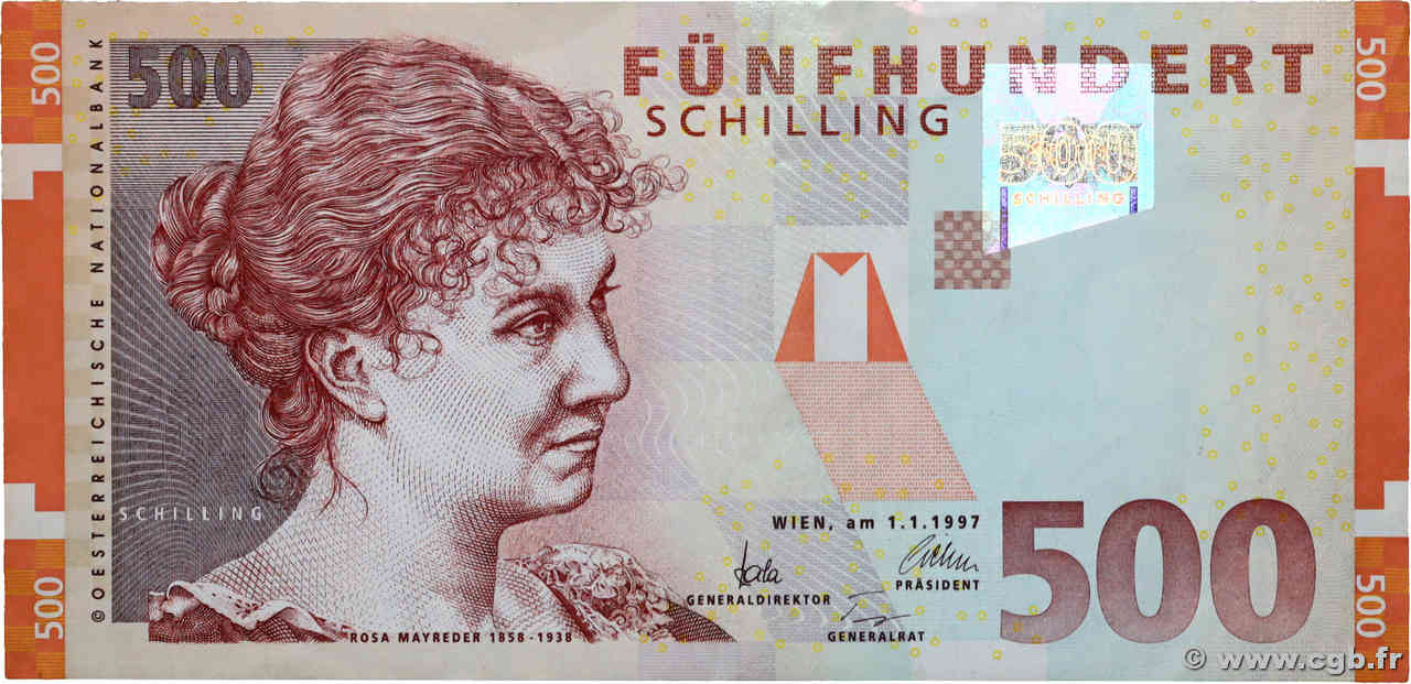 500 Schilling AUSTRIA  1997 P.154 MBC+