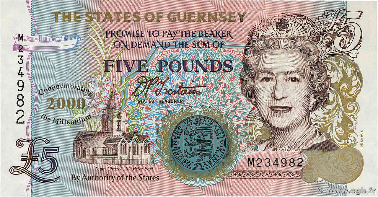 5 Pounds Commémoratif GUERNSEY  2000 P.60 FDC