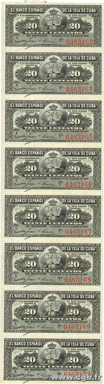 20 Centavos Planche KUBA  1897 P.053a ST