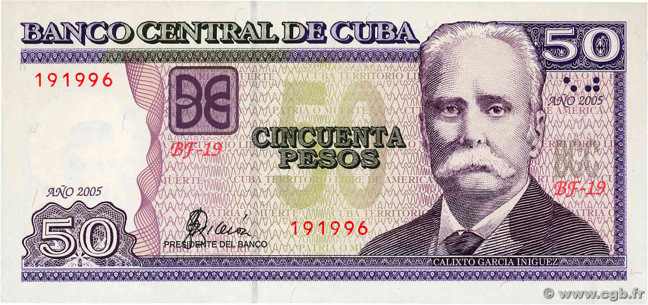 50 Pesos CUBA  2005 P.123c UNC-