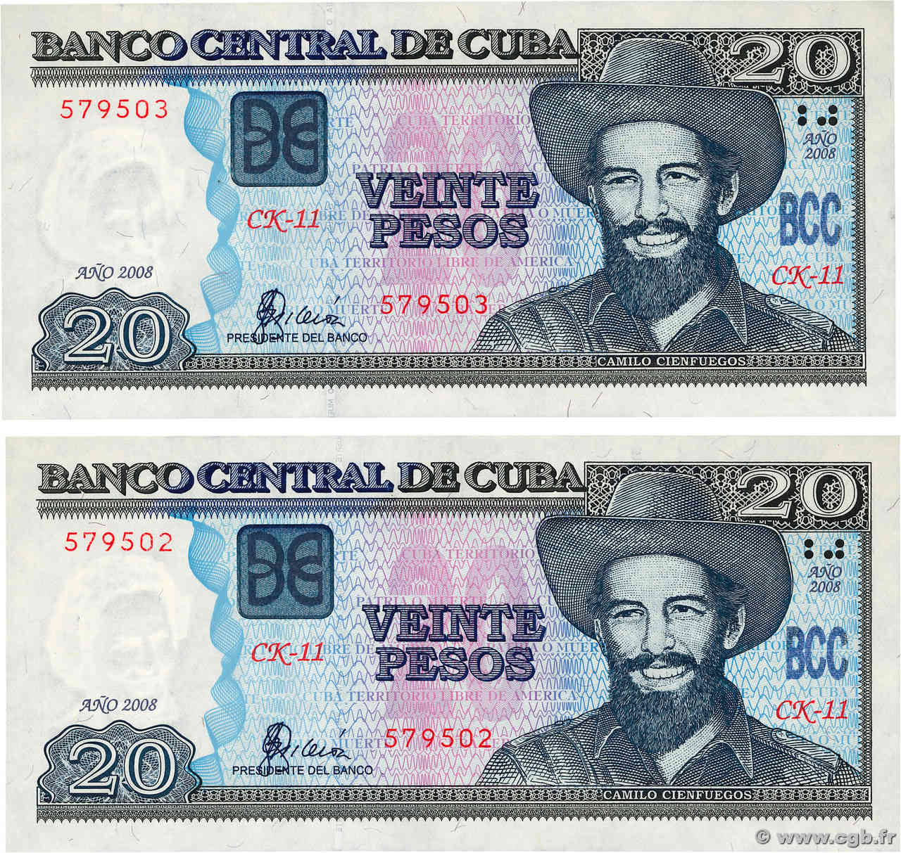 20 Pesos Consécutifs KUBA  2008 P.122e ST