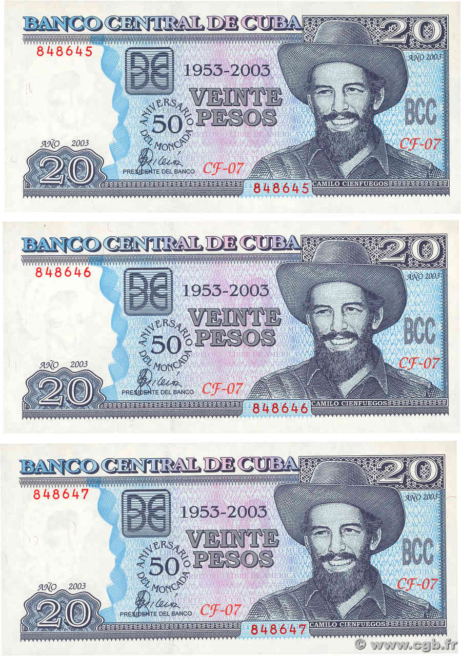 20 Pesos Consécutifs CUBA  2013 P.126 NEUF