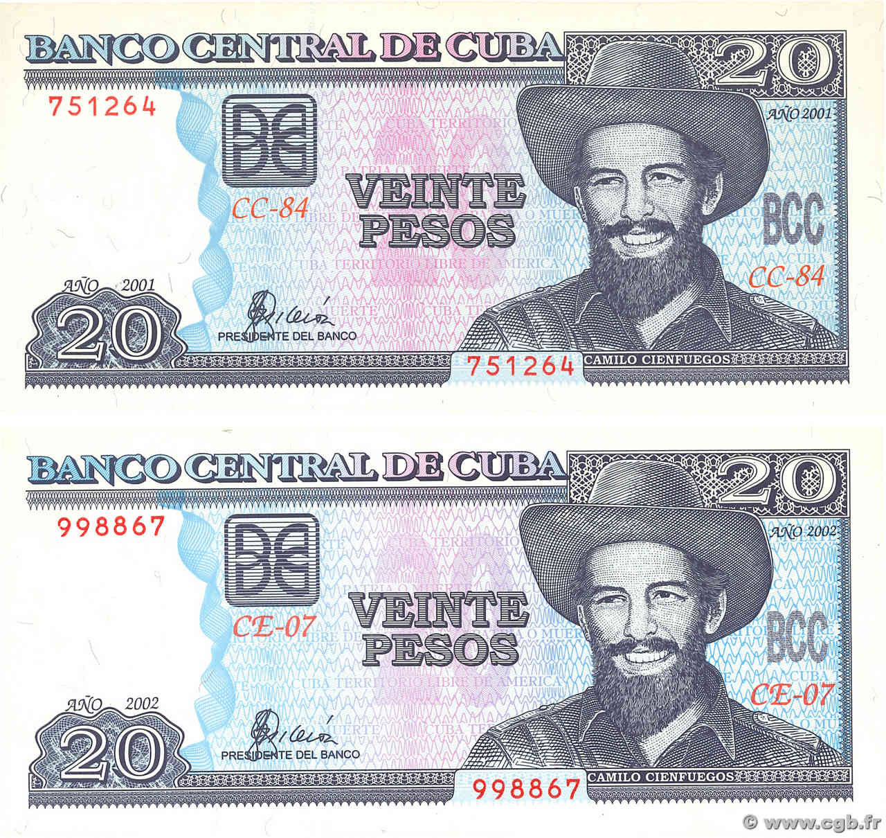 20 Pesos CUBA  2001 P.118c/d UNC