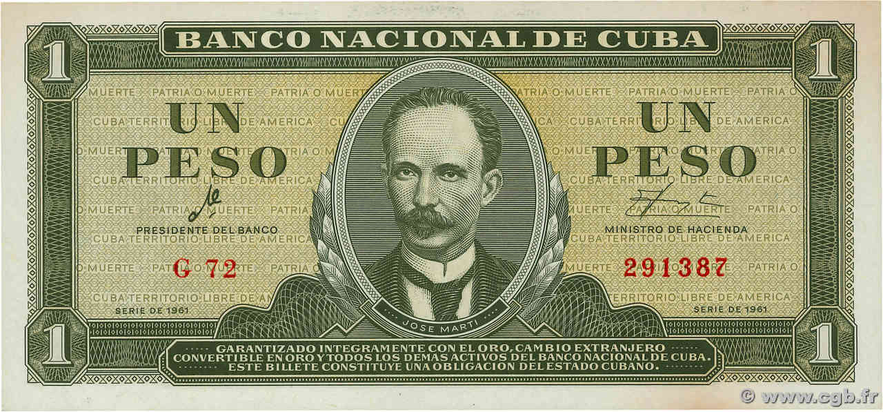 1 Peso CUBA  1961 P.094a pr.NEUF