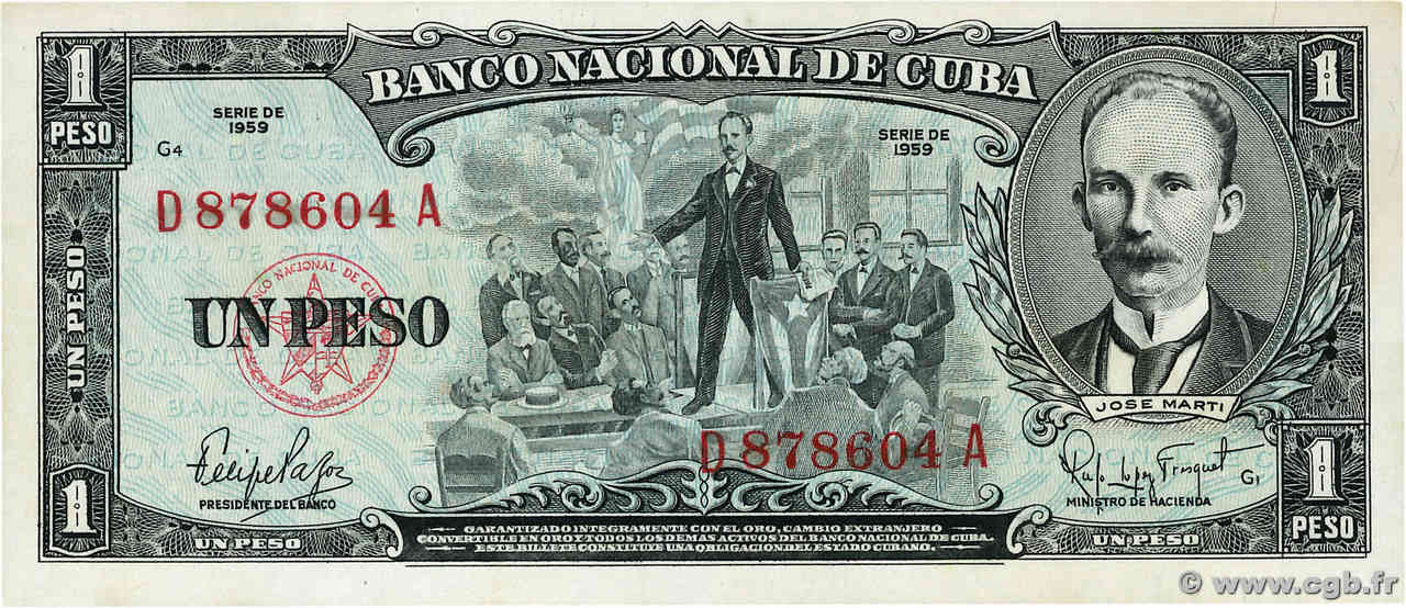 1 Peso CUBA  1959 P.090a SC+