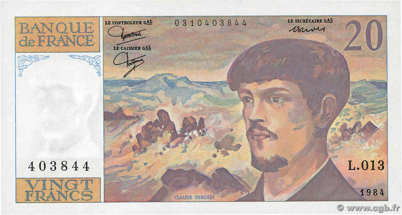 20 Francs DEBUSSY FRANCIA  1984 F.66.05 q.FDC