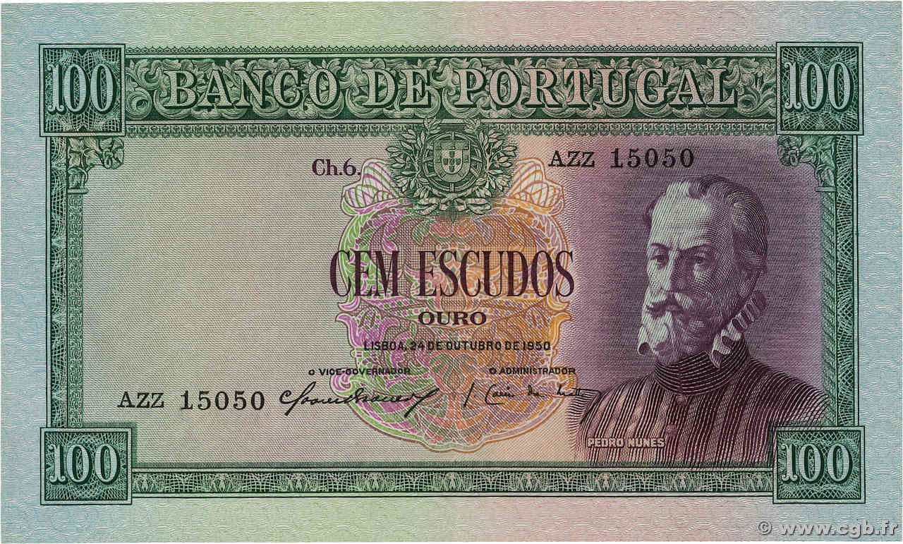 100 Escudos PORTOGALLO  1954 P.159 SPL