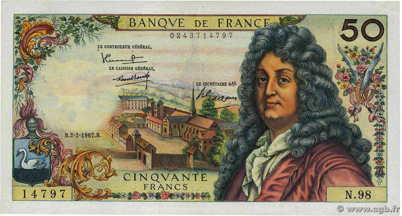 50 Francs RACINE FRANCE  1967 F.64.09 SUP