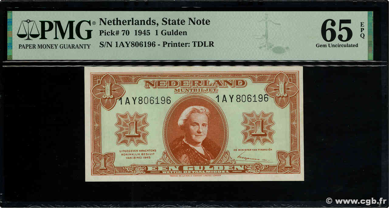 1 Gulden NIEDERLANDE  1945 P.070 ST