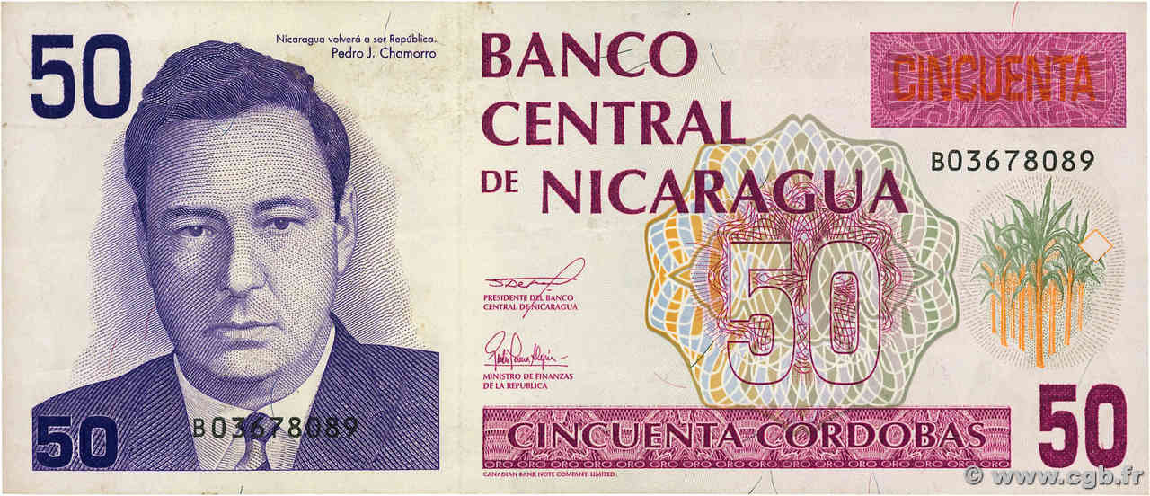 50 Cordobas NICARAGUA  1991 P.177b MBC