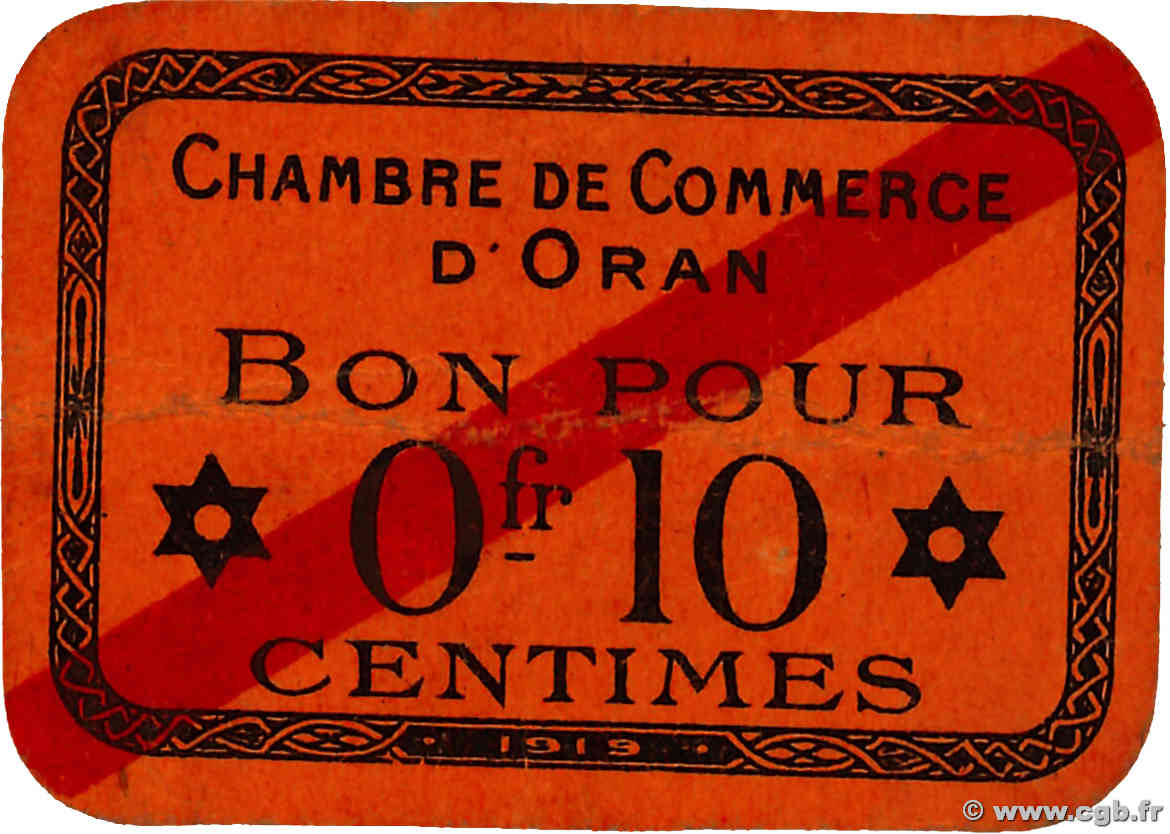 10 Centimes ALGERIEN Oran 1919  SS