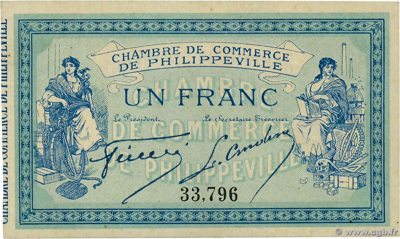 1 Franc ALGERIEN Philippeville 1914 JP.142.02 fST