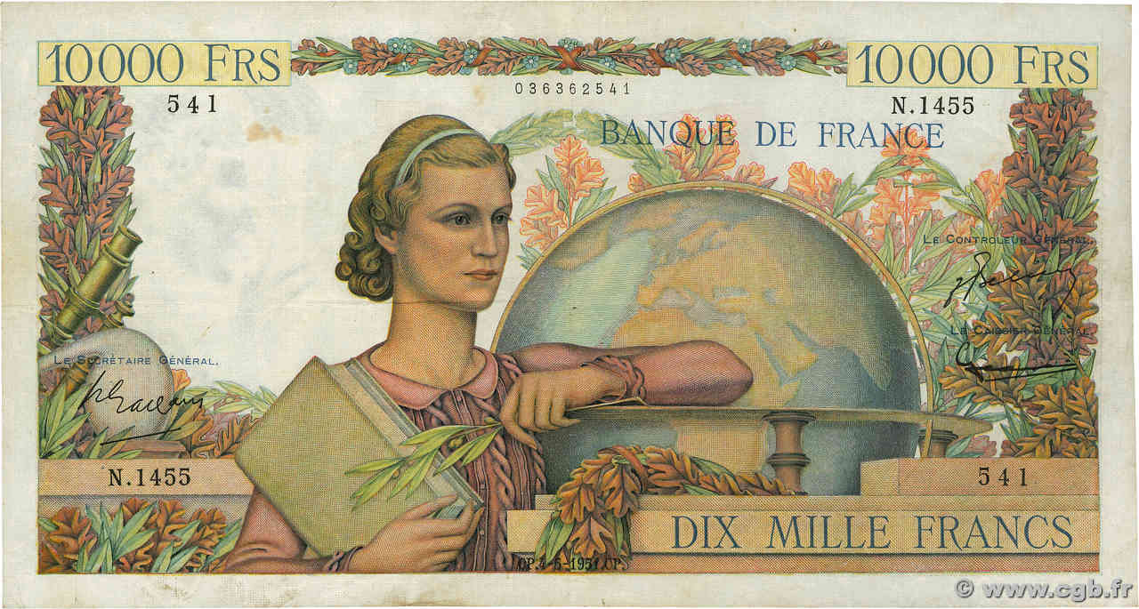 10000 Francs GÉNIE FRANÇAIS FRANCE  1951 F.50.50 F