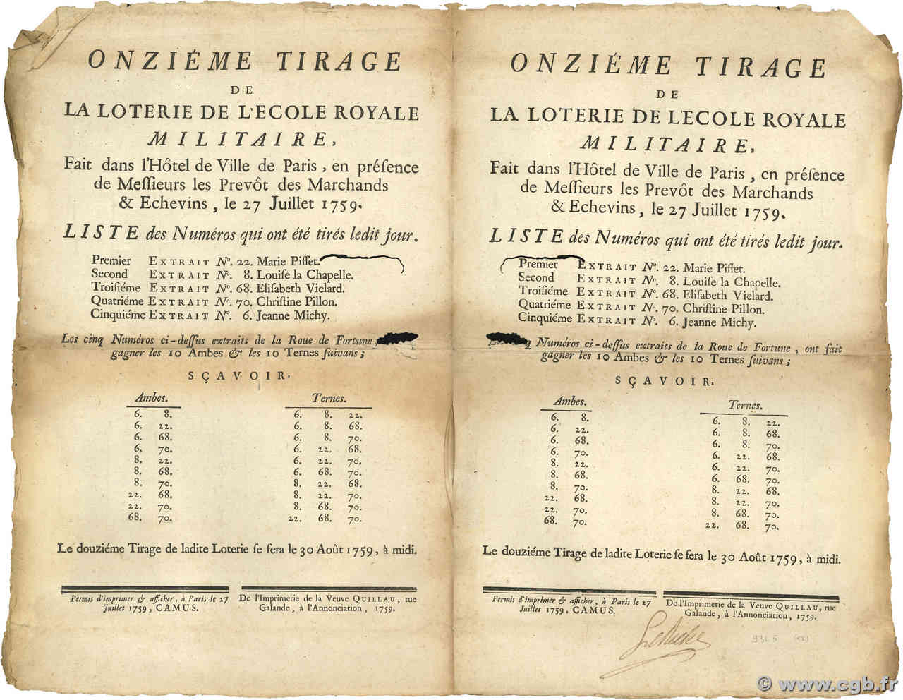 sans FRANCE régionalisme et divers Paris 1759  TB