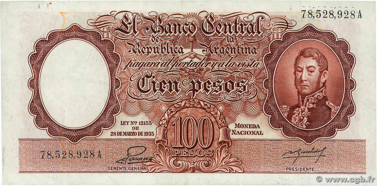 100 Pesos ARGENTINE  1943 P.267 SUP