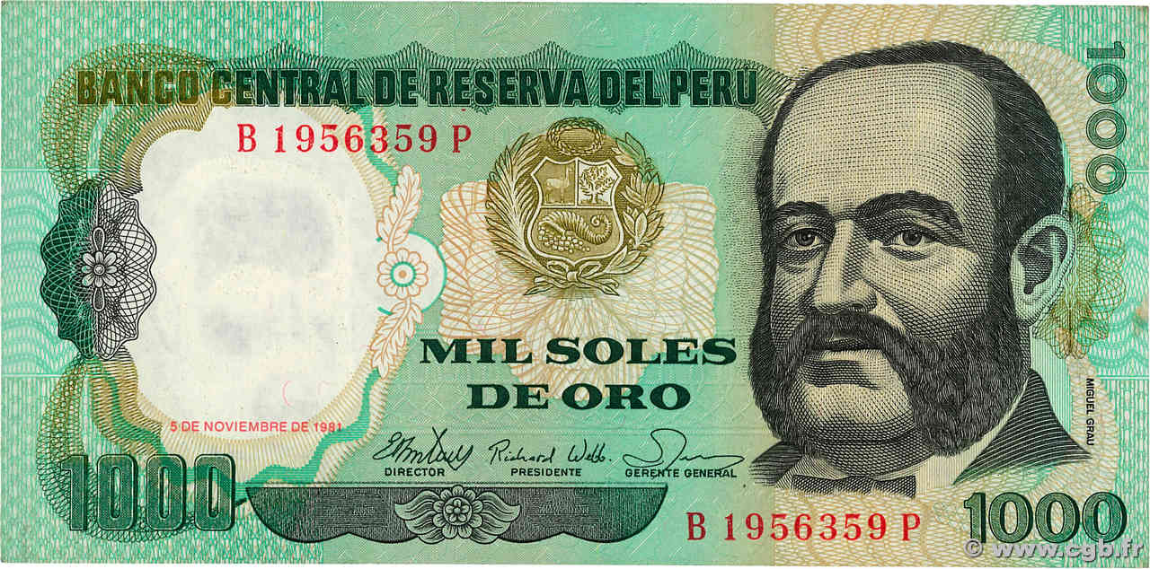 1000 Soles de Oro PÉROU  1981 P.122 NEUF